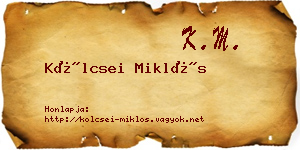 Kölcsei Miklós névjegykártya